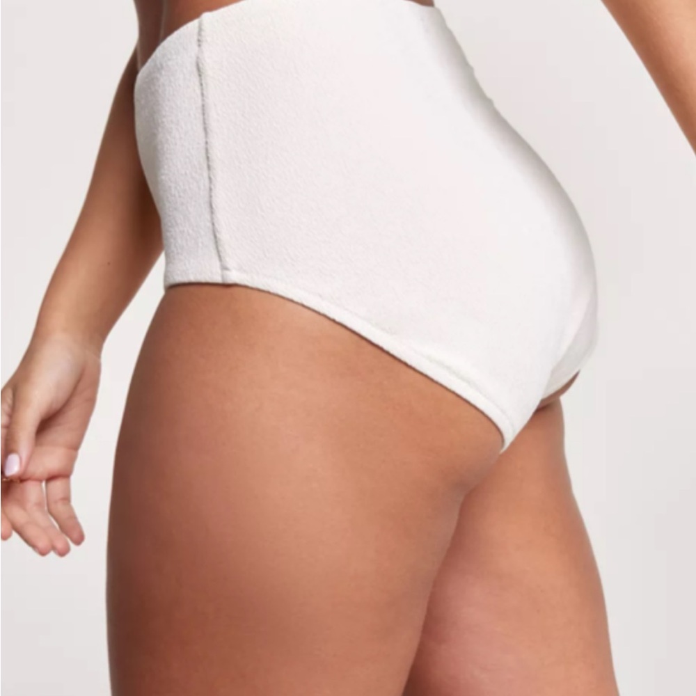 High-Waisted White Terry Cloth Bikini Bottom